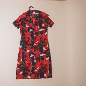 Vintage 1960s/70s Mod Tropical Print Dress